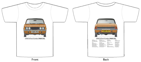 Ford Cortina MkIII GXL 4dr 1970-76 T-shirt Front & Back